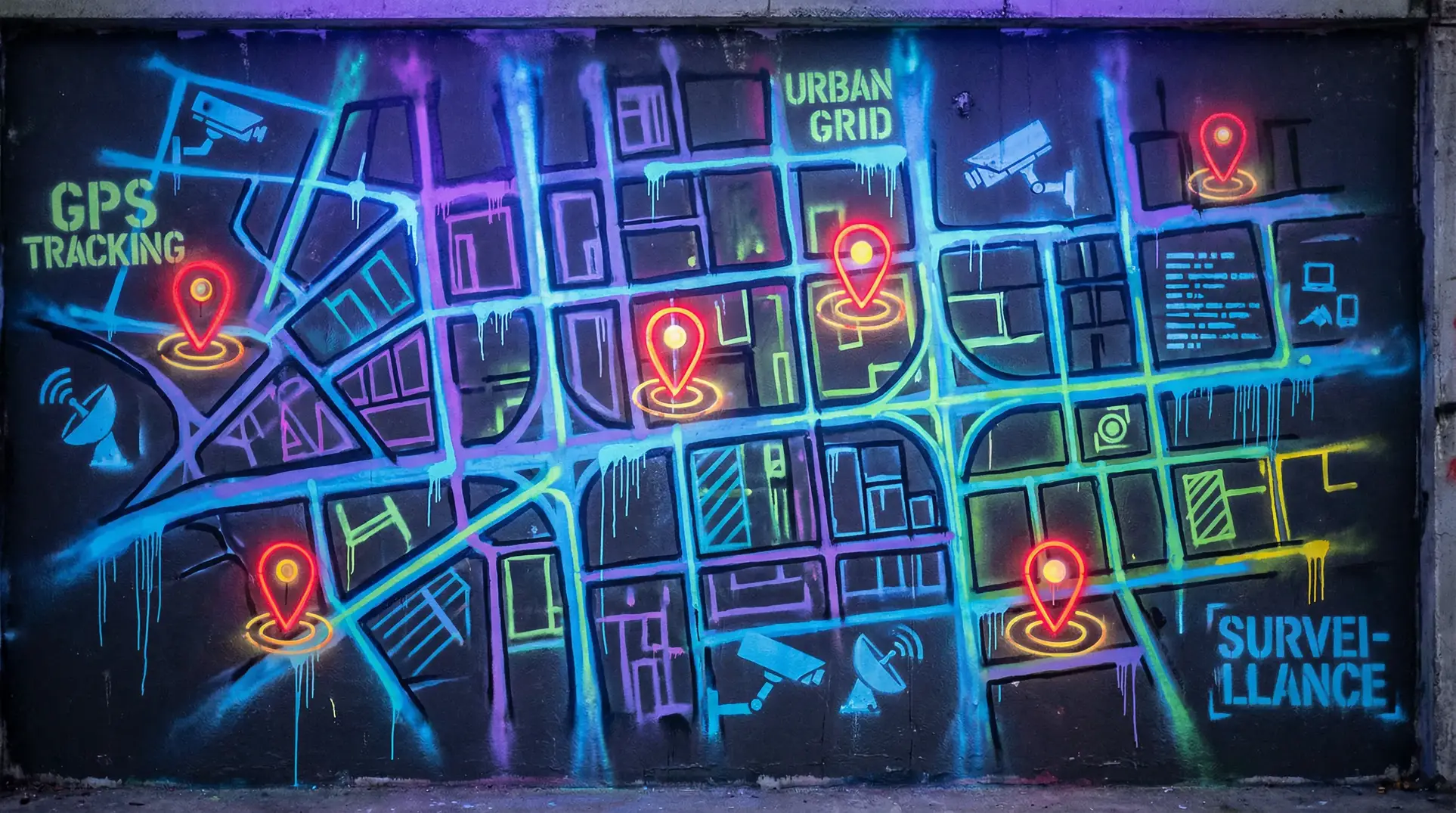 丝袜美足 狗仔追踪地图 - 城市涂鸦风格